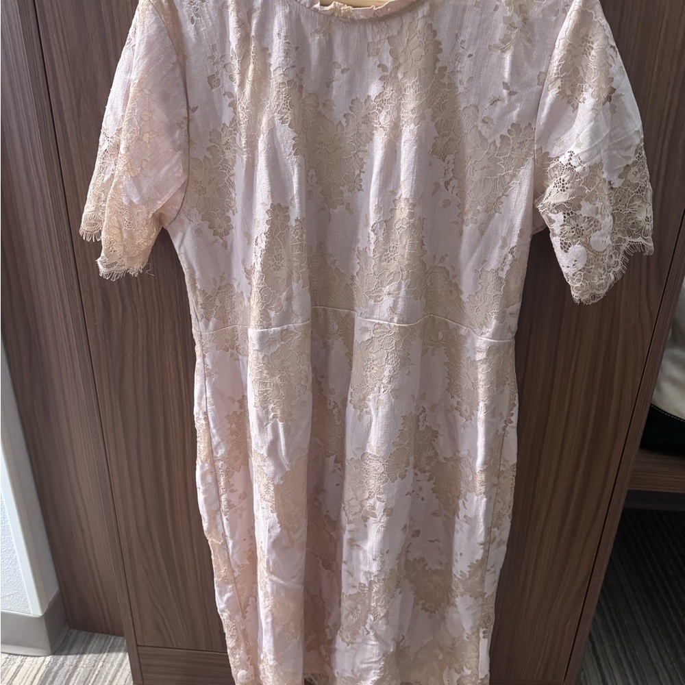 Roolee Dress White Beige‎ Lace Lined Short Sleeve 3XL